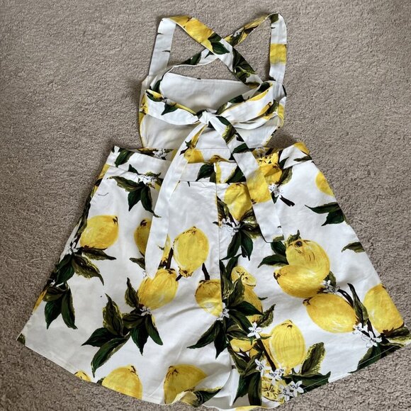 Hello Molly Romper Shortalls Overall Women's L Yellow Lemon Print Novelty Summer - Picture 4 of 12
